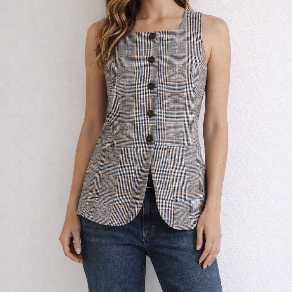Anthropologie Plaid Mod Vest XXS